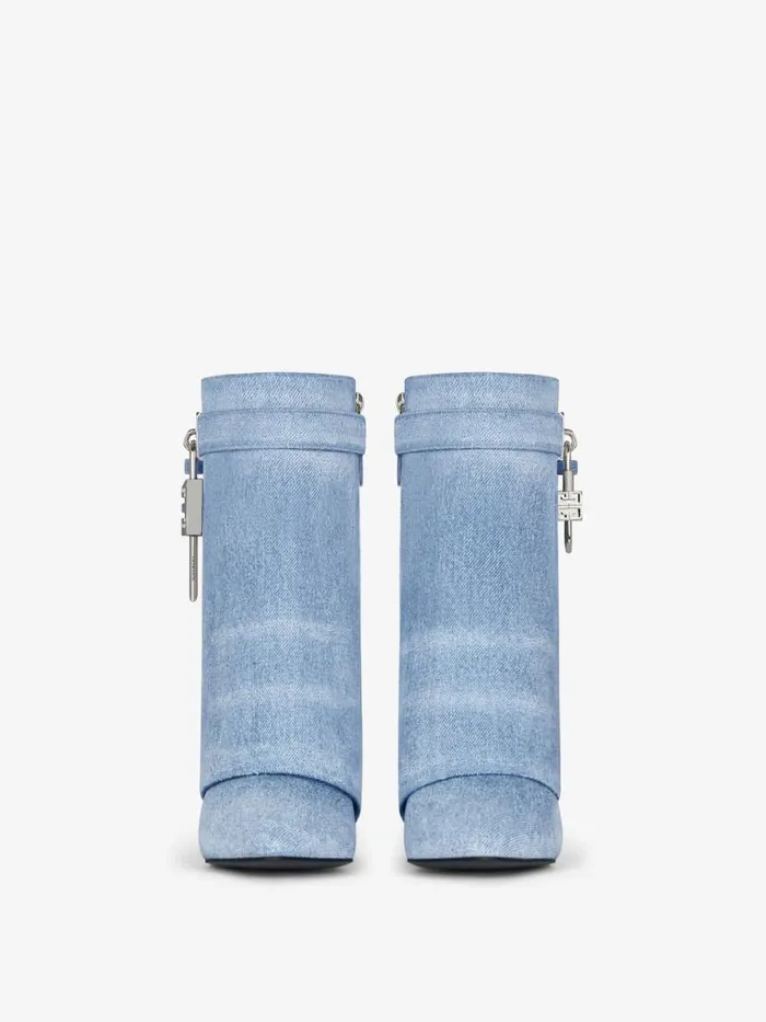 Women Shark Lock Givenchy Shark Lock Ankle Boots In Washed Denim Medium Blue