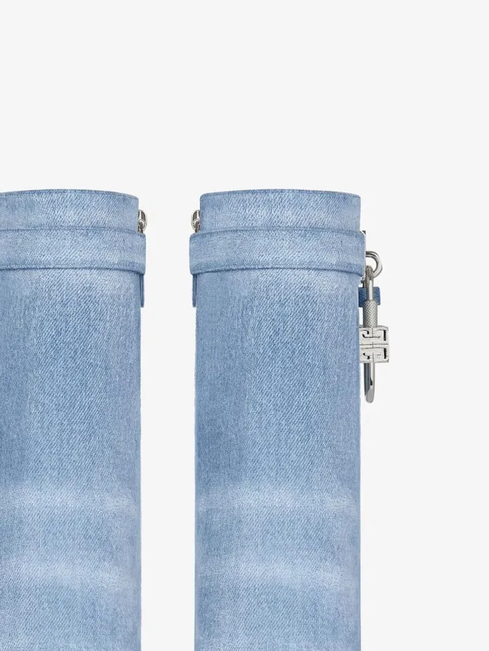 Women Shark Lock Givenchy Shark Lock Ankle Boots In Washed Denim Medium Blue