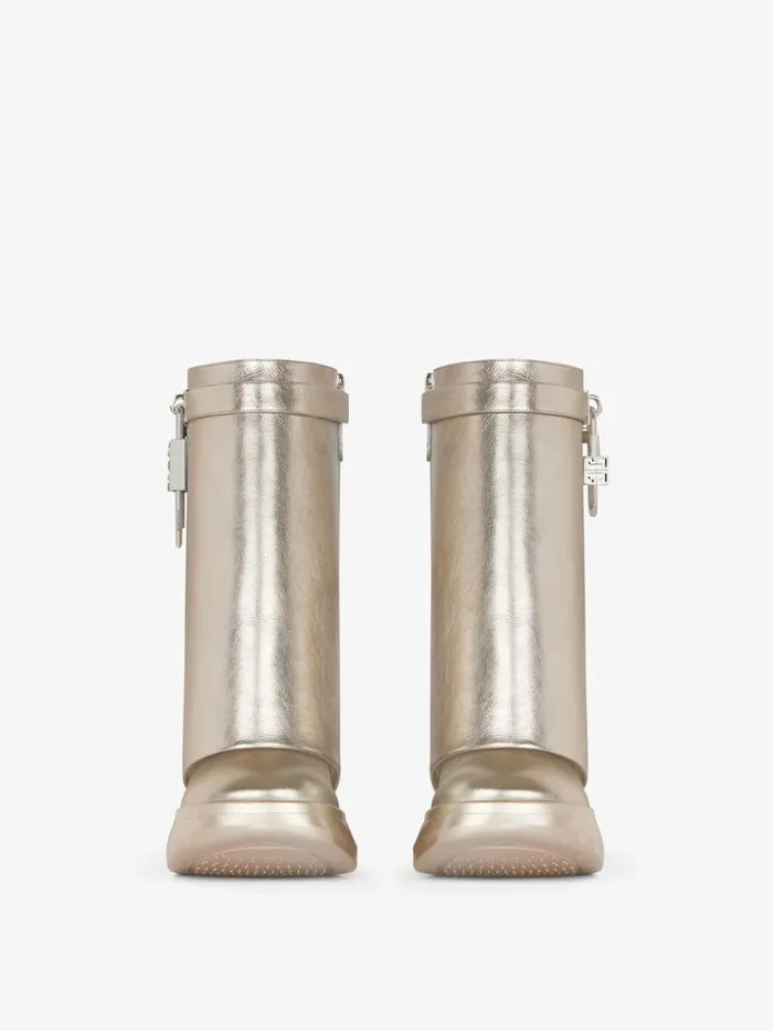 Women Shark Lock Givenchy Shark Lock Biker Ankle Boots In Leather Dusty Golden Women Shark Lock Givenchy Shark Lock Biker Ankle Boots In Leather Dusty Golden