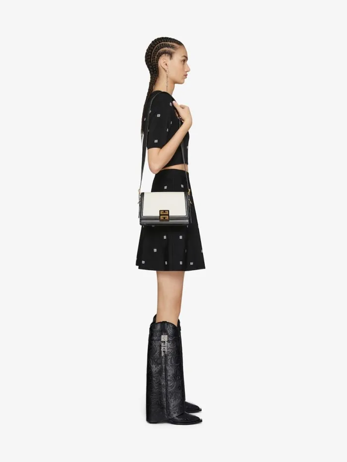Women Shark Lock Givenchy Shark Lock Cowboy Boots In Leather With Western Pattern Black