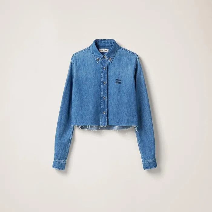 Women Shirts And Tops Miu Miu Chambray Shirt Sapphire Blue