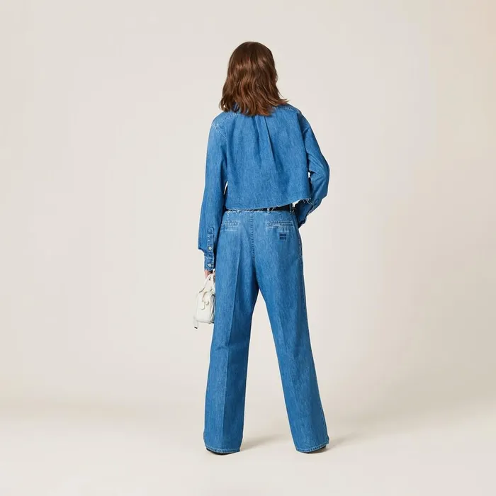 Women Shirts And Tops Miu Miu Chambray Shirt Sapphire Blue Women Shirts And Tops Miu Miu Chambray Shirt Sapphire Blue