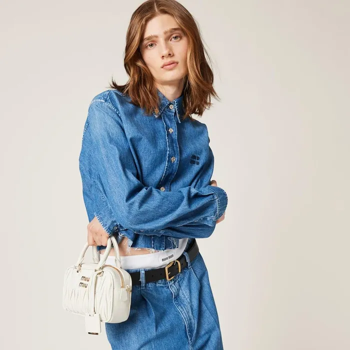 Women Shirts And Tops Miu Miu Chambray Shirt Sapphire Blue Women Shirts And Tops Miu Miu Chambray Shirt Sapphire Blue