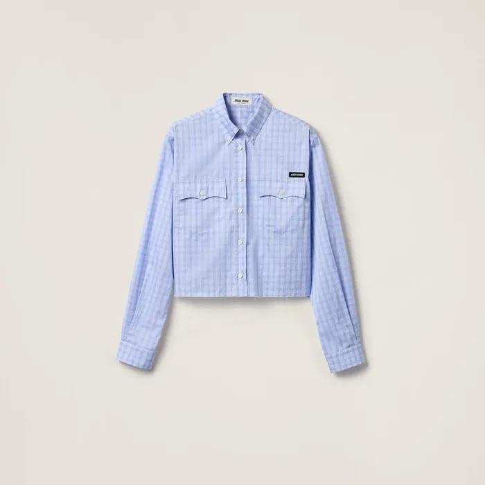 Women Shirts And Tops Miu Miu Checked Shirt Light Blueblue