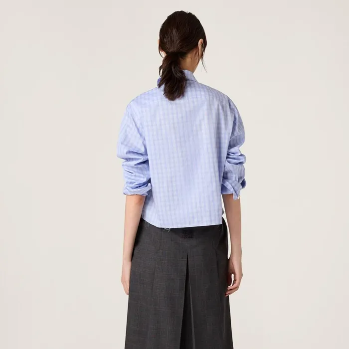 Women Shirts And Tops Miu Miu Checked Shirt Light Blueblue Women Shirts And Tops Miu Miu Checked Shirt Light Blueblue