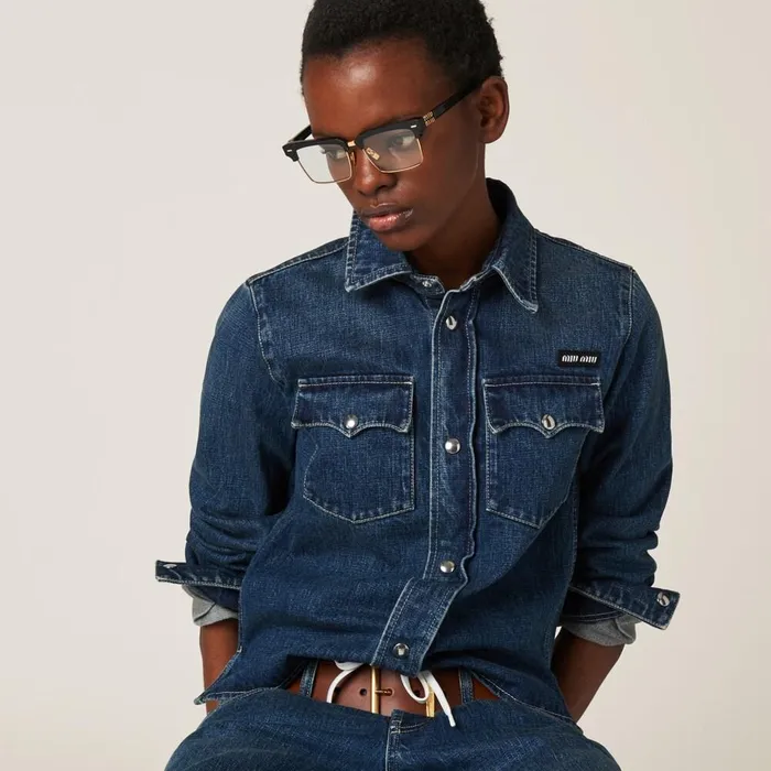 Women Shirts And Tops Miu Miu Denim Shirt Navy Women Shirts And Tops Miu Miu Denim Shirt Navy