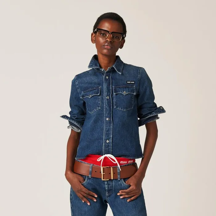 Women Shirts And Tops Miu Miu Denim Shirt Navy Women Shirts And Tops Miu Miu Denim Shirt Navy