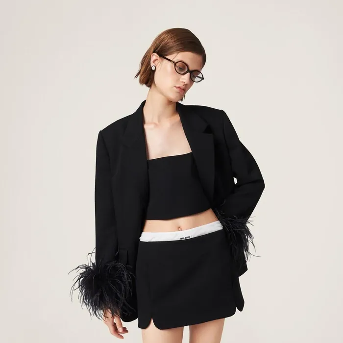 Women Shirts And Tops Miu Miu Grain De Poudre Top Black Women Shirts And Tops Miu Miu Grain De Poudre Top Black