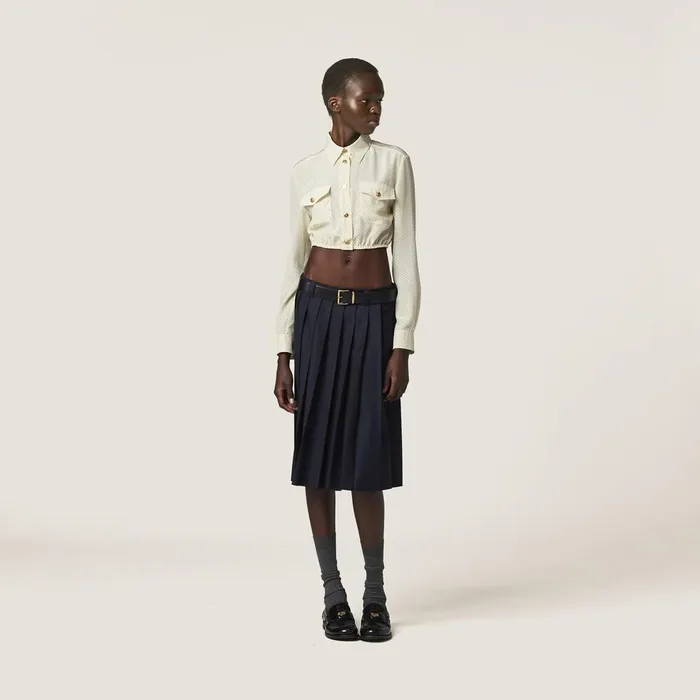 Women Shirts And Tops Miu Miu Polkadot Crepe De Chine Shirt Ivoryblack Women Shirts And Tops Miu Miu Polkadot Crepe De Chine Shirt Ivoryblack