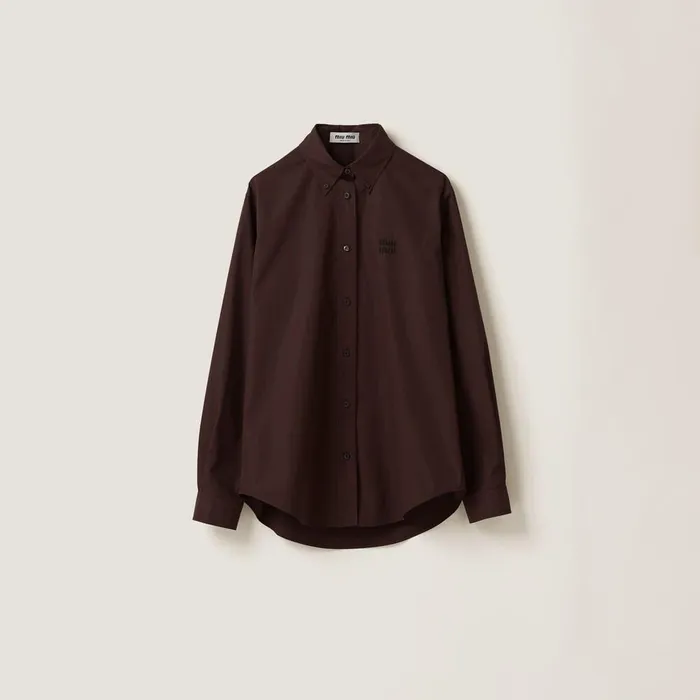Women Shirts And Tops Miu Miu Poplin Shirt Cocoa Brown