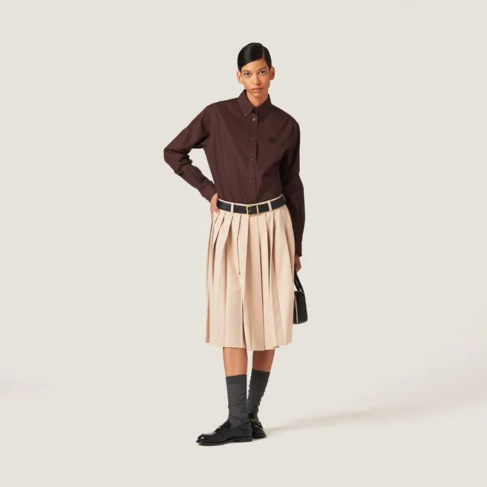 Women Shirts And Tops Miu Miu Poplin Shirt Cocoa Brown Women Shirts And Tops Miu Miu Poplin Shirt Cocoa Brown