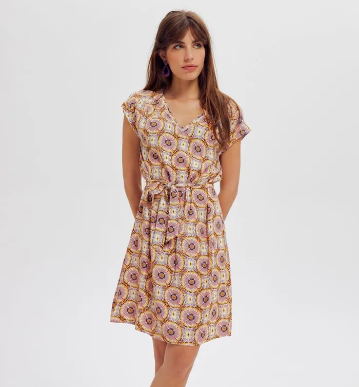 Women Short Dress 8211 Ecru Print Promod Dresses Women Short Dress 8211 Ecru Print Promod Dresses