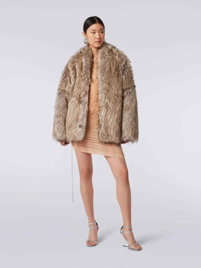 Women Short Faux Fur Coat Multicoloured Missoni Coats and Jackets Women Short Faux Fur Coat Multicoloured Missoni Coats and Jackets