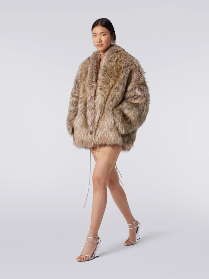 Women Short Faux Fur Coat Multicoloured Missoni Coats and Jackets Women Short Faux Fur Coat Multicoloured Missoni Coats and Jackets