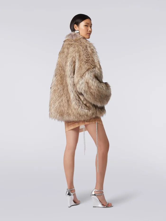 Women Short Faux Fur Coat Multicoloured Missoni Coats and Jackets Women Short Faux Fur Coat Multicoloured Missoni Coats and Jackets