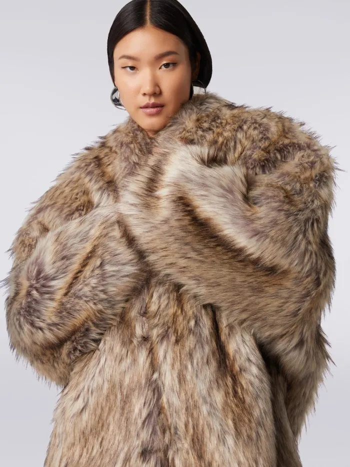 Women Short Faux Fur Coat Multicoloured Missoni Coats and Jackets Women Short Faux Fur Coat Multicoloured Missoni Coats and Jackets