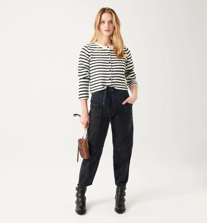 Women Short Striped Cardigan 8211 Black Stripes Promod Jumpers And Cardigans Women Short Striped Cardigan 8211 Black Stripes Promod Jumpers And Cardigans