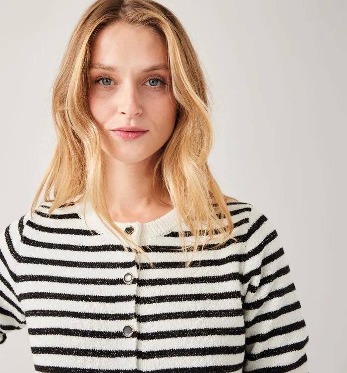 Women Short Striped Cardigan 8211 Black Stripes Promod Jumpers And Cardigans Women Short Striped Cardigan 8211 Black Stripes Promod Jumpers And Cardigans