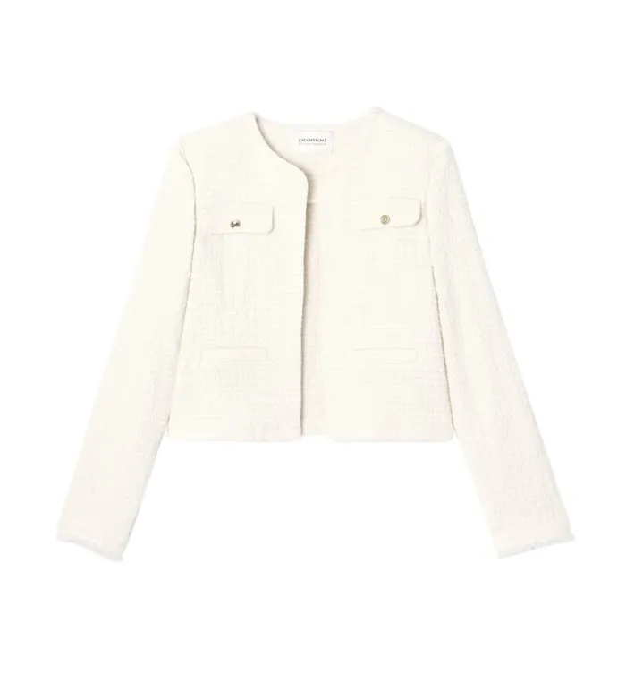 Women Short Tweed Jacket 8211 Ecru Promod Jackets Women Short Tweed Jacket 8211 Ecru Promod Jackets