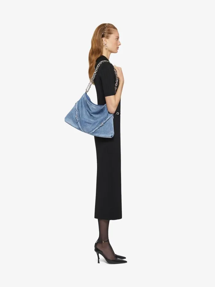 Women Shoulder Bags Givenchy Medium Voyou Chain Bag In Washed Denim Medium Blue Women Shoulder Bags Givenchy Medium Voyou Chain Bag In Washed Denim Medium Blue