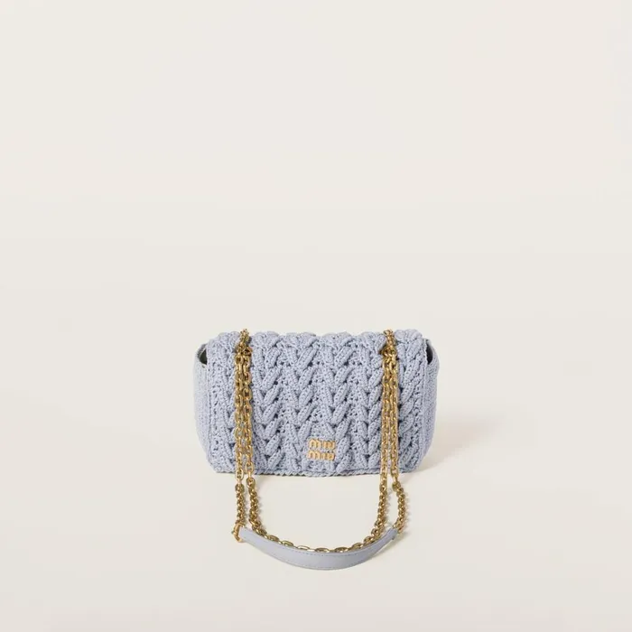 Women Shoulder Bags Miu Miu Cotton Cableknit Minibag Cornflower