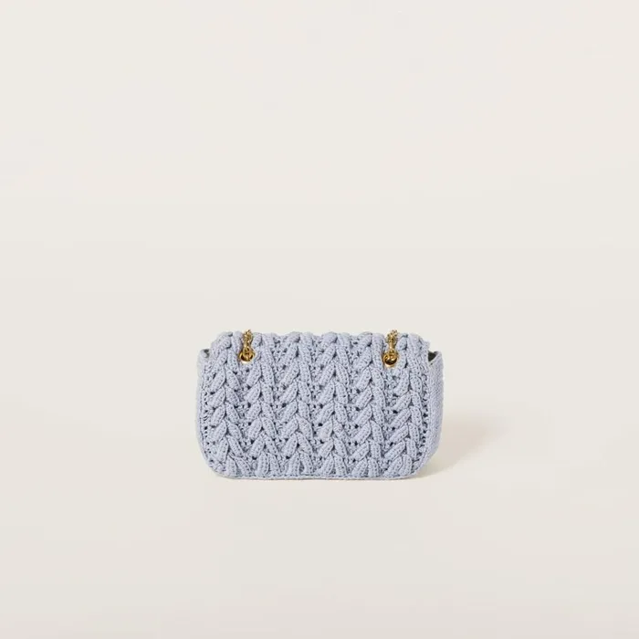 Women Shoulder Bags Miu Miu Cotton Cableknit Minibag Cornflower Women Shoulder Bags Miu Miu Cotton Cableknit Minibag Cornflower