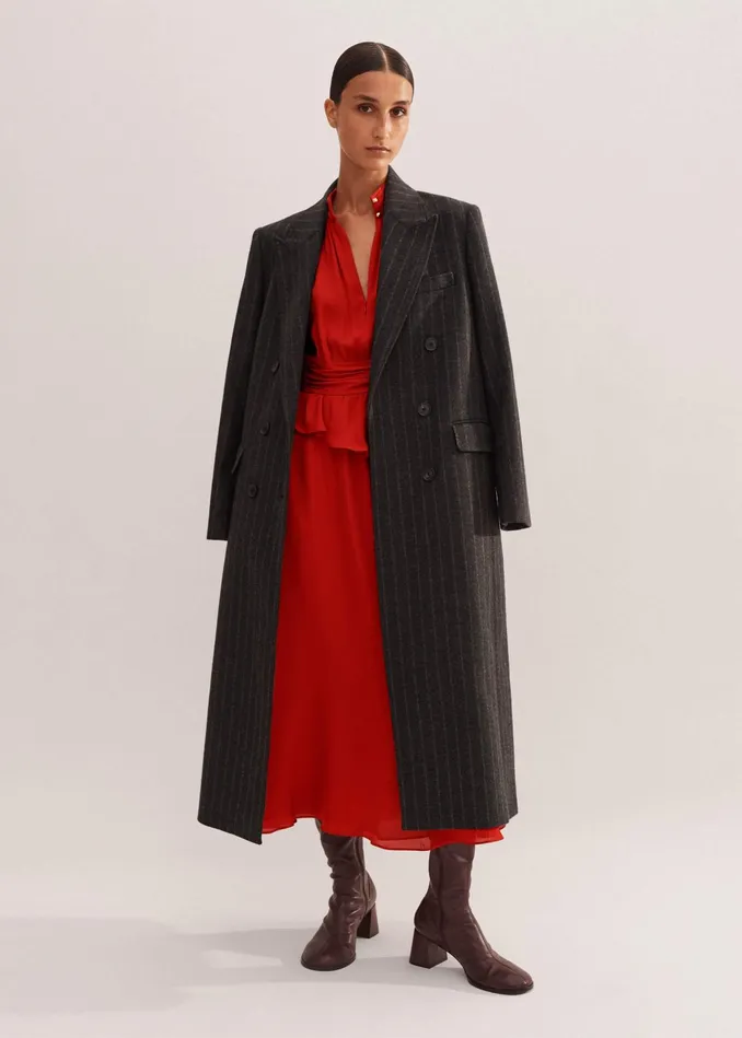 Women Silk Midi Dress Bitter Orange MEEM