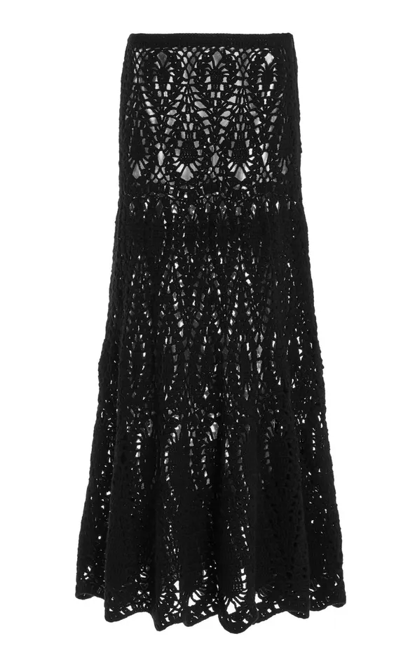 Women Skirts Gabriela Hearst Cleo Crochet Skirt In Black Wool Cashmere