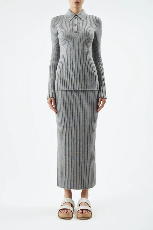 Women Skirts Gabriela Hearst Conti Knit Skirt In Light Blue Melange Cashmere