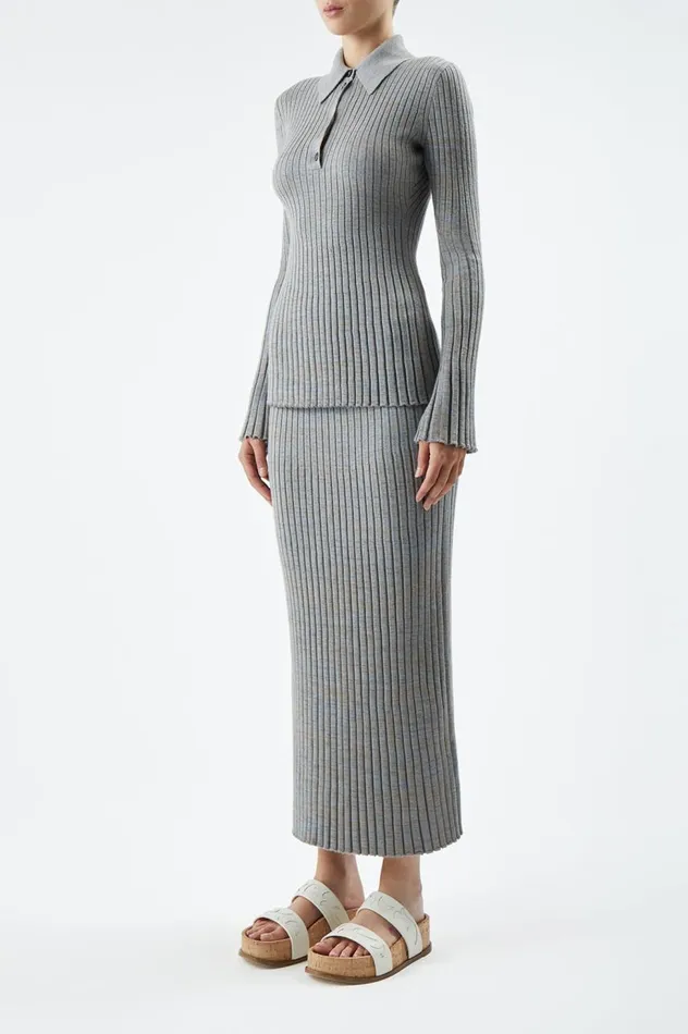 Women Skirts Gabriela Hearst Conti Knit Skirt In Light Blue Melange Cashmere