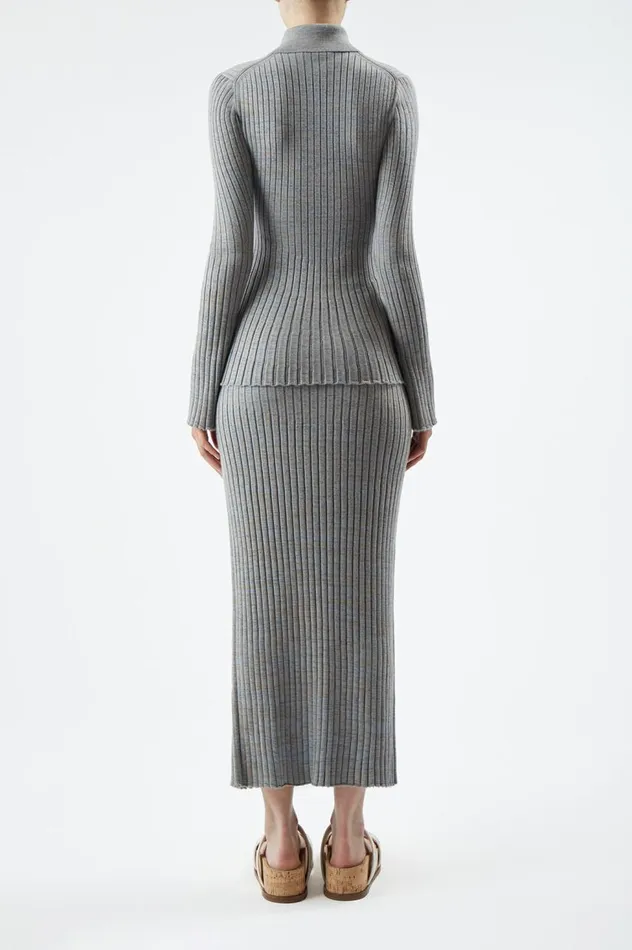 Women Skirts Gabriela Hearst Conti Knit Skirt In Light Blue Melange Cashmere