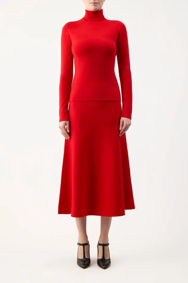 Women Skirts Gabriela Hearst Freddie Knit Skirt In Red Topaz Merino Wool Cashmere