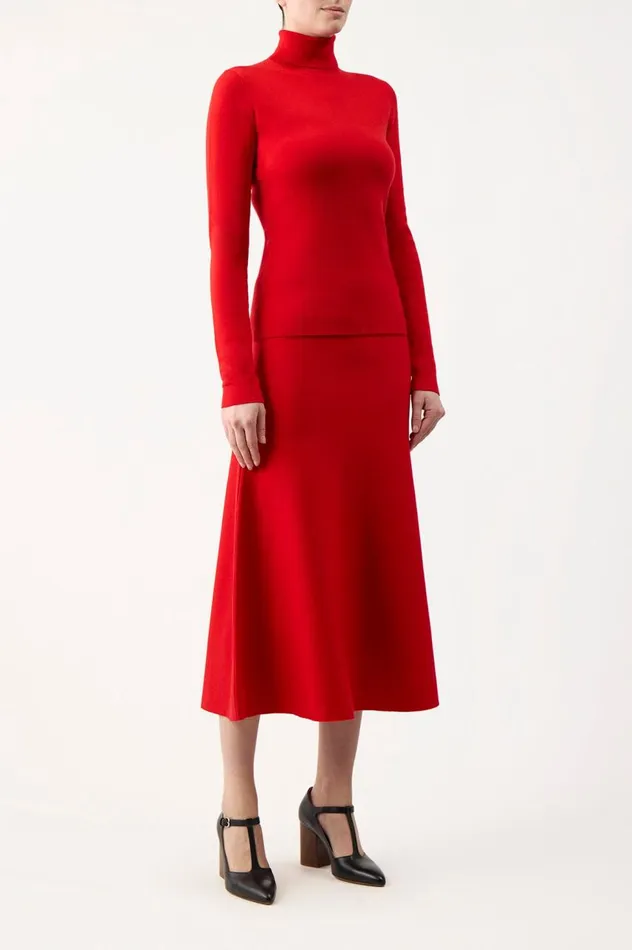Women Skirts Gabriela Hearst Freddie Knit Skirt In Red Topaz Merino Wool Cashmere