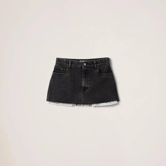 Women Skirts Miu Miu Black Denim Miniskirt Black