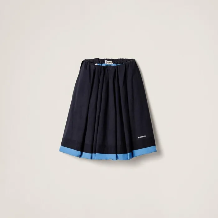 Women Skirts Miu Miu Knit And Poplin Skirt Blue Light Blue