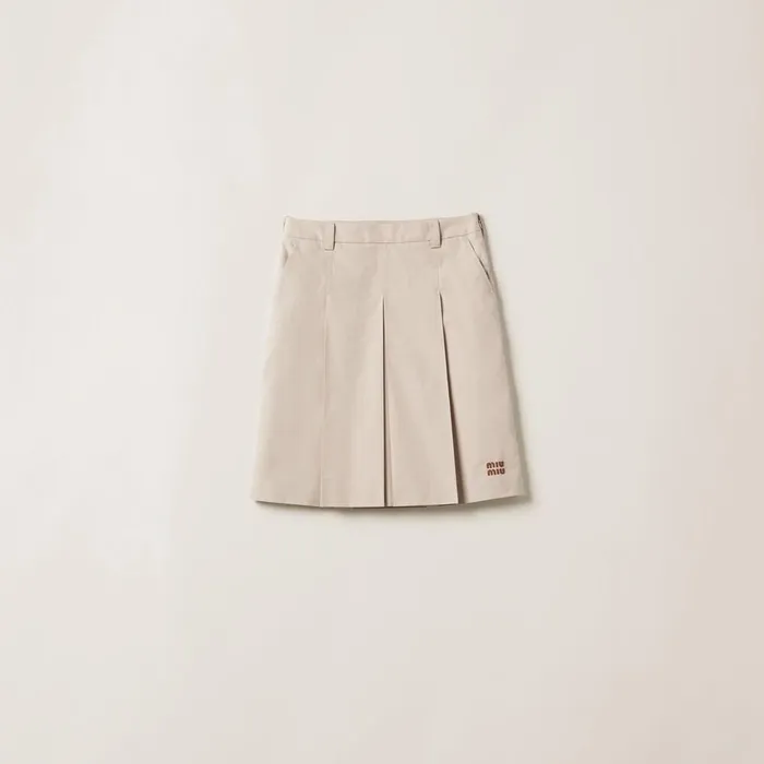 Women Skirts Miu Miu Panama Cotton Skirt Limestone