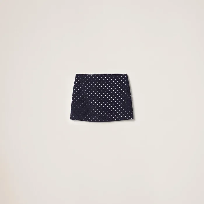 Women Skirts Miu Miu Polkadot Crepe De Chine Miniskirt Blueivory