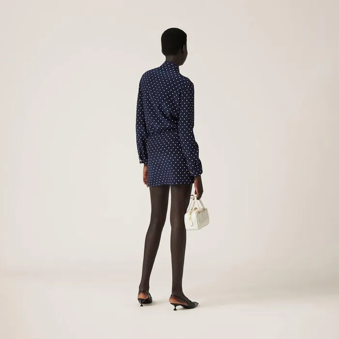 Women Skirts Miu Miu Polkadot Crepe De Chine Miniskirt Blueivory Women Skirts Miu Miu Polkadot Crepe De Chine Miniskirt Blueivory