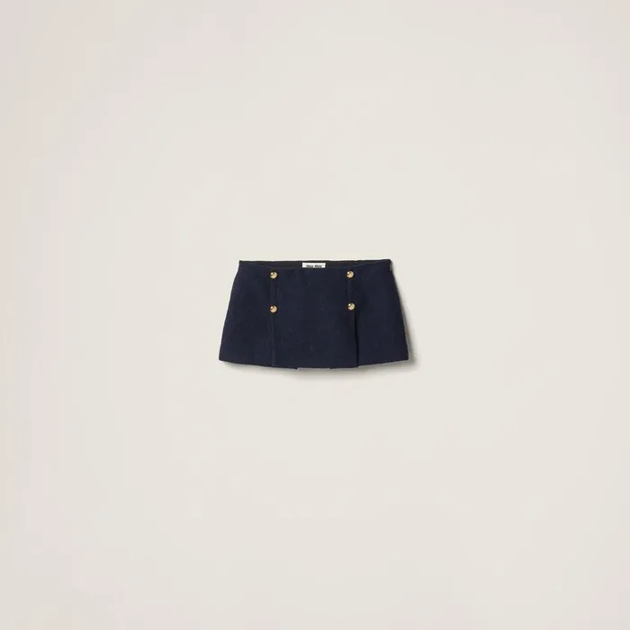 Women Skirts Miu Miu Tweed Miniskirt Navy