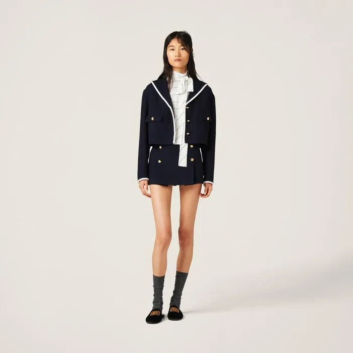 Women Skirts Miu Miu Tweed Miniskirt Navy Women Skirts Miu Miu Tweed Miniskirt Navy