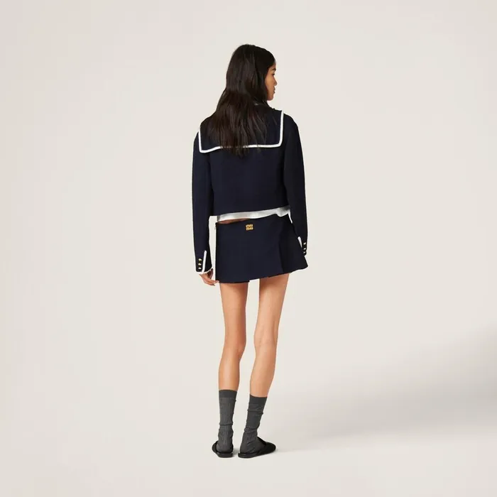 Women Skirts Miu Miu Tweed Miniskirt Navy Women Skirts Miu Miu Tweed Miniskirt Navy