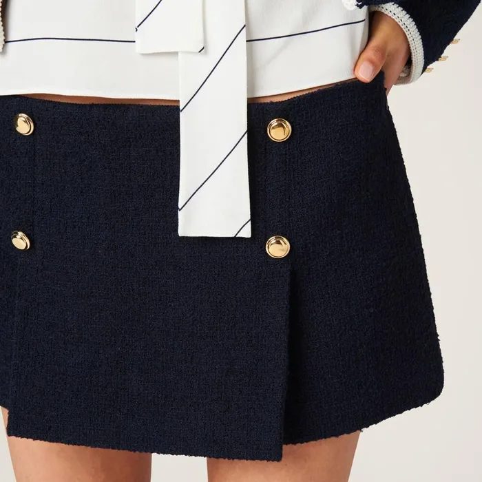 Women Skirts Miu Miu Tweed Miniskirt Navy Women Skirts Miu Miu Tweed Miniskirt Navy