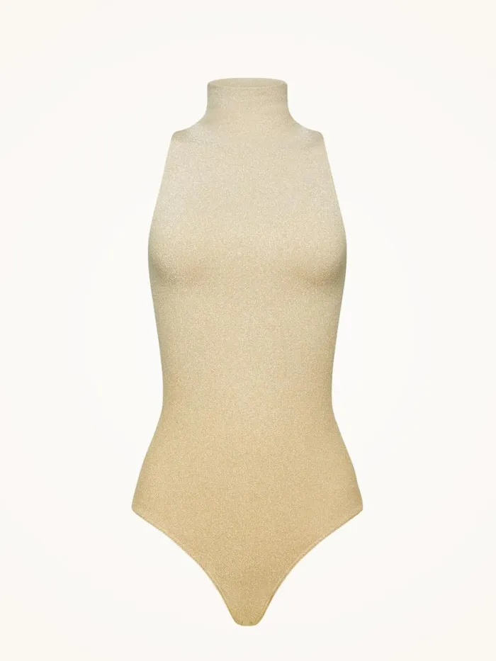 Women Sleeveless Bodies Wolford Fading Shine Body Gold Shine