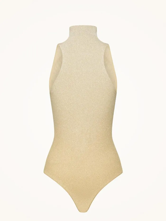 Women Sleeveless Bodies Wolford Fading Shine Body Gold Shine