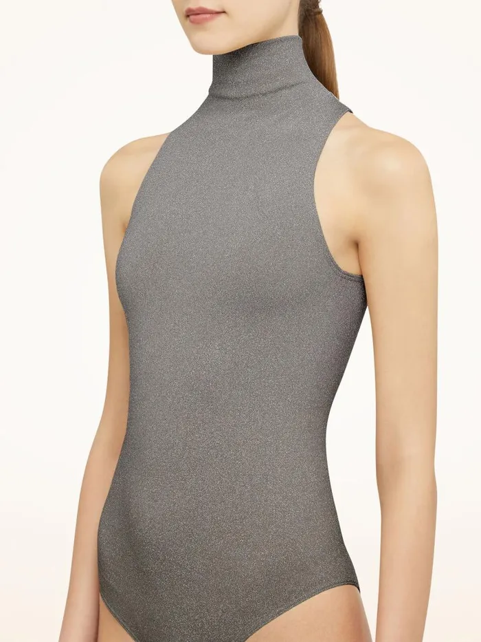 Women Sleeveless Bodies Wolford Fading Shine Body Titanium Shine
