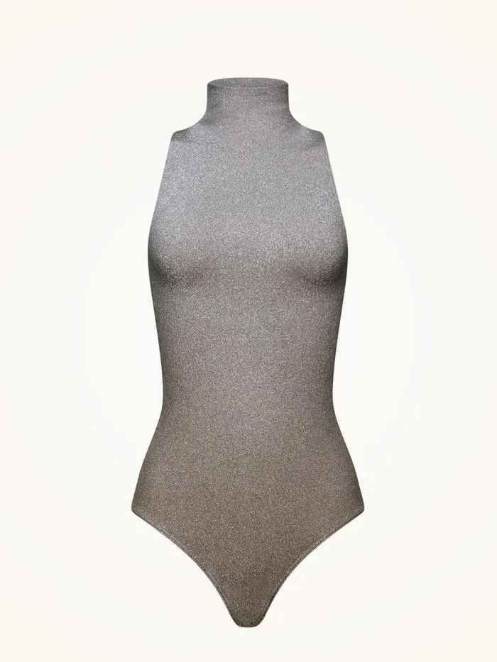 Women Sleeveless Bodies Wolford Fading Shine Body Titanium Shine