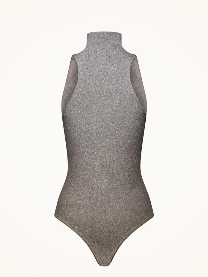 Women Sleeveless Bodies Wolford Fading Shine Body Titanium Shine