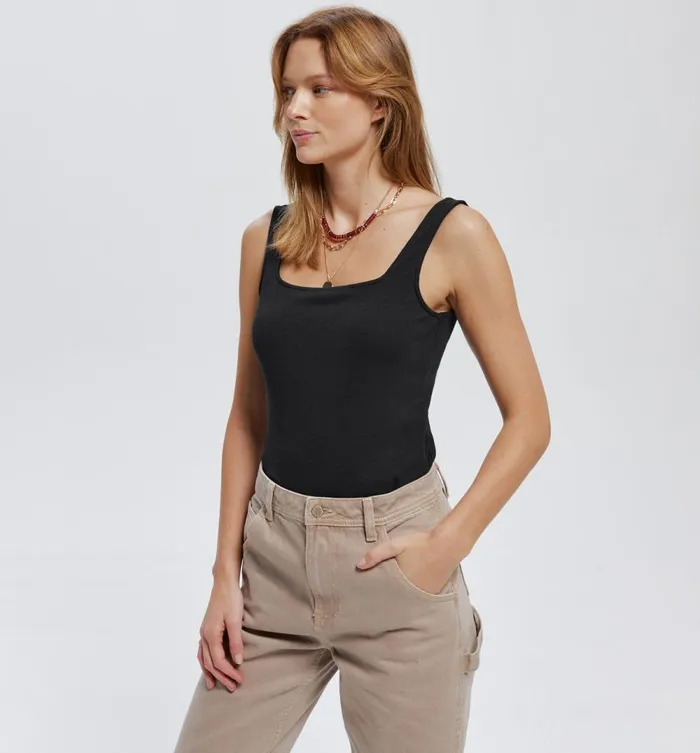 Women Sleeveless Jersey Top 8211 Black Promod Tops
