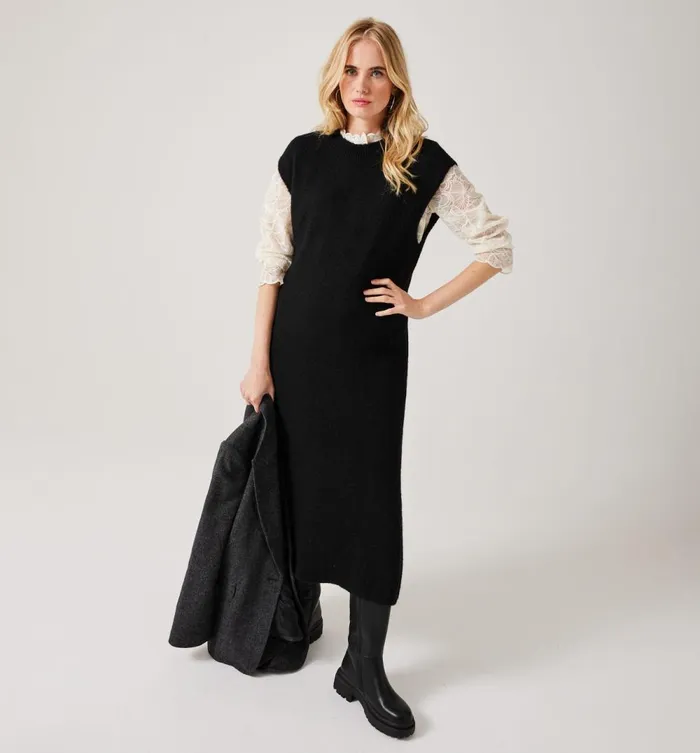 Women Sleeveless Jumper Dress 8211 Black Promod Dresses