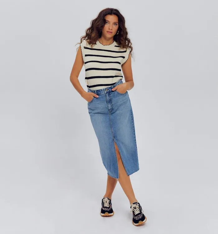 Women Sleeveless Nautical Jumper 8211 Navy Blue Stripes Promod Tops Women Sleeveless Nautical Jumper 8211 Navy Blue Stripes Promod Tops